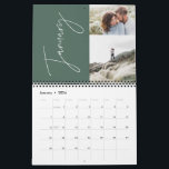 Modern minimal sage green 2 photo family elegant calendar<br><div class="desc">Modern minimal sage green multi photo 2 photograph per month family calendar. A stylish bold way to show your family photographs.sage</div>