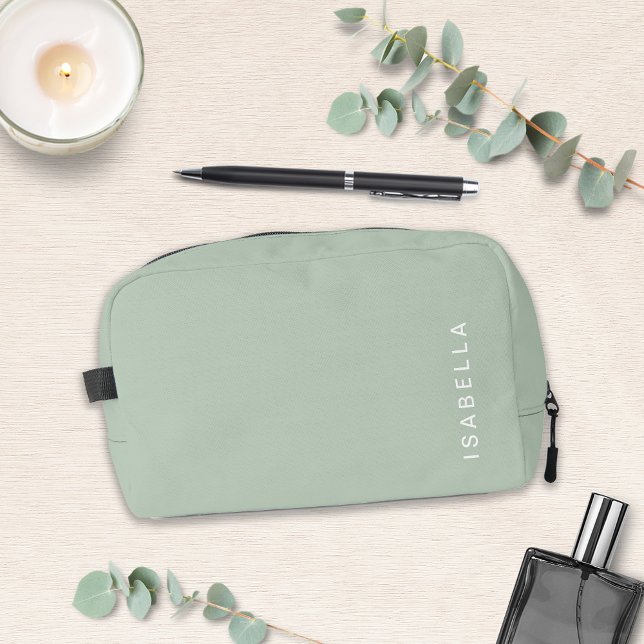 Modern Minimal Sage Green Personalized Name Dopp Kit (Creator Uploaded)