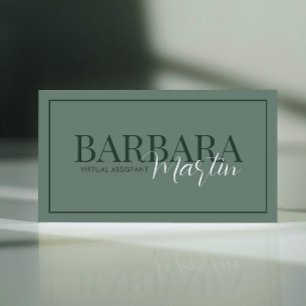 Modern Minimal Sage Green QR Code Business Card