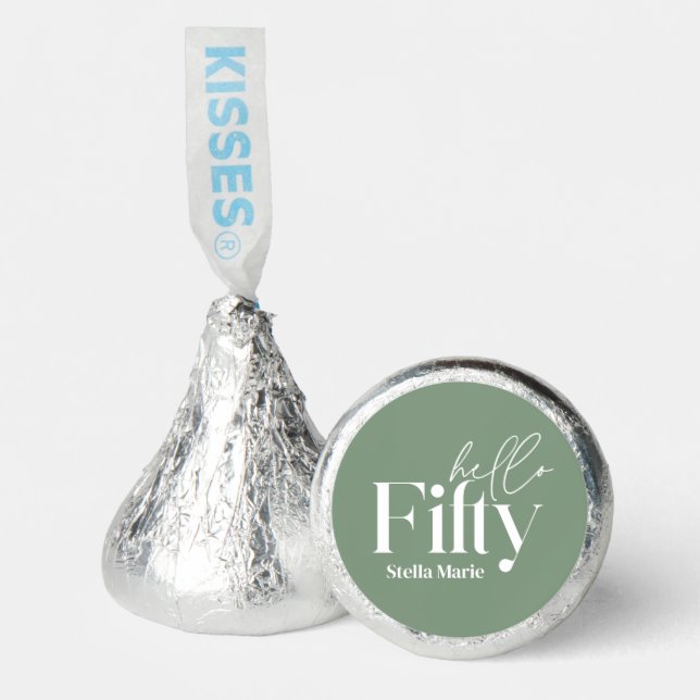 Modern minimal sage green simple 50th birthday hershey®'s kisses® (Front)