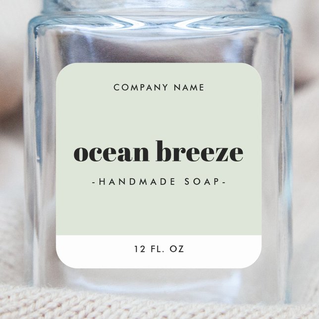 Modern minimal sage green square product label (Creator Uploaded)