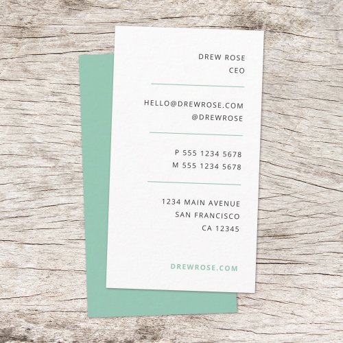 Modern Minimal Sage Green Stylish Trendy Business Card