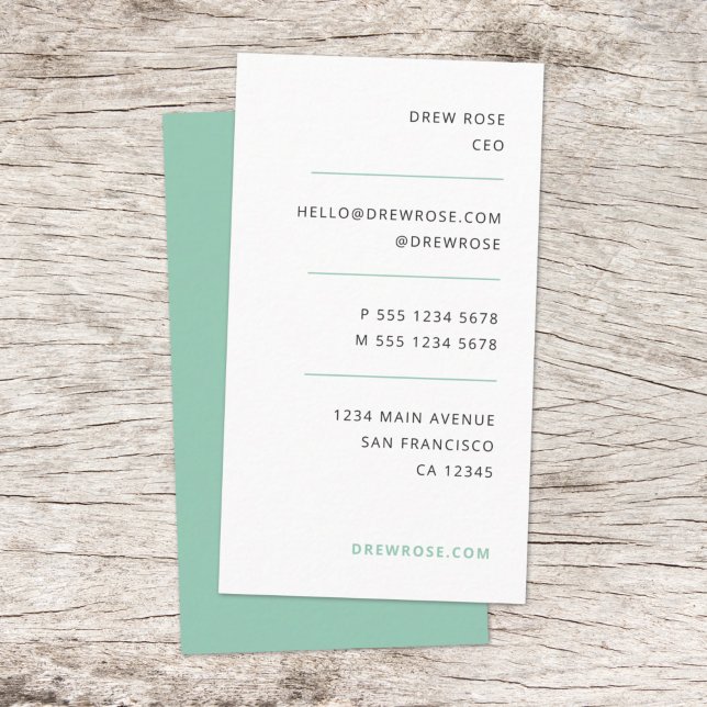 Modern Minimal Sage Green Stylish Trendy Business Card (Creator Uploaded)
