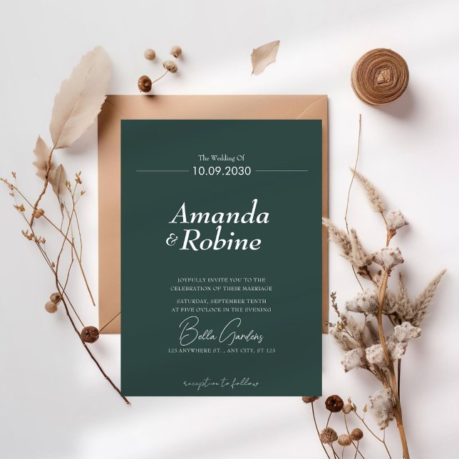 Modern Minimal Sage Green Wedding Invitation (Creator Uploaded)