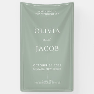 Modern Minimal Sage Green Wedding Welcome Banner
