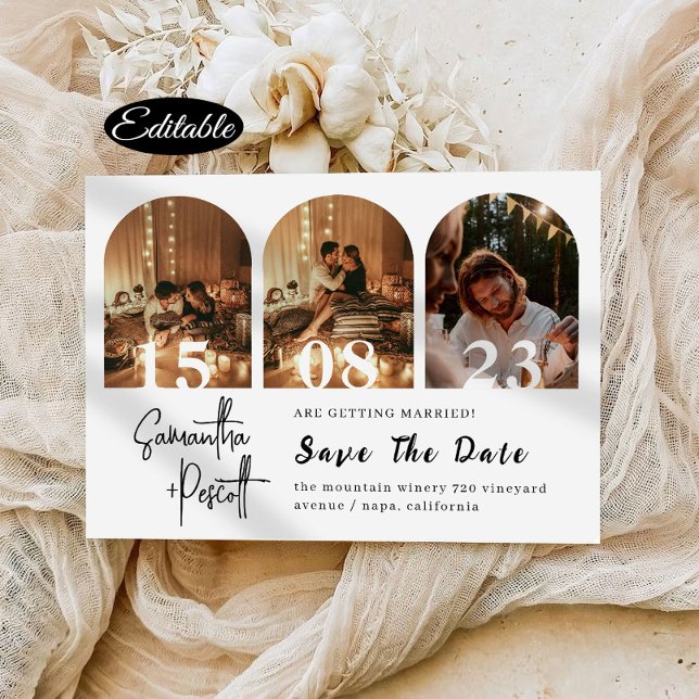 Modern Minimal Save The Date Arch Collage  Invitation (Creator Uploaded)