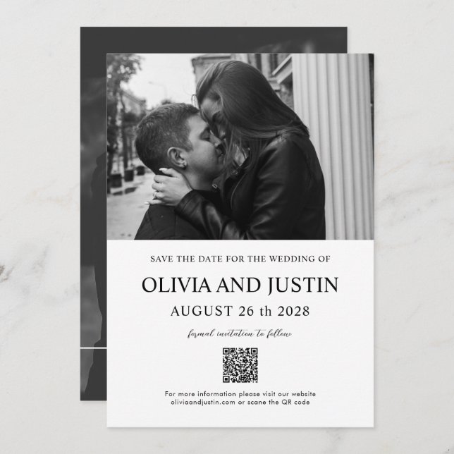 Modern Minimal Save the Date Invitation (Front/Back)