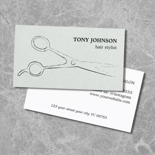 Modern Minimal Scissors Hair Salon  Business Card
