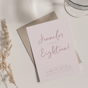 Modern Minimal Script 18th Birthday Blush Pink Invitation