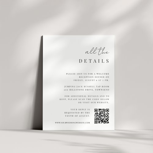 Modern Minimal Script All_in_One Wedding Details Enclosure Card