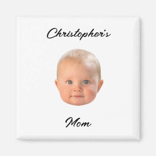 Modern Minimal Script Baby Face Photo Mom Gift  Magnet