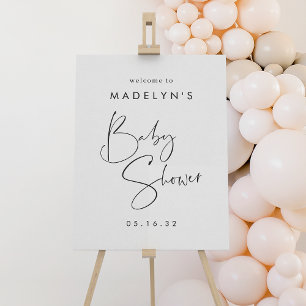 Modern Minimal Script Baby Shower Welcome Sign
