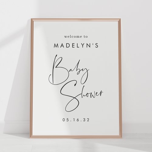 Modern Minimal Script Baby Shower Welcome Sign