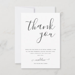 Modern Minimal Script Bridal Shower Thank You Card