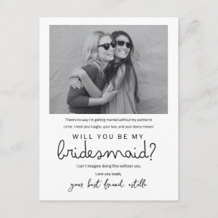 Modern Minimal Script Bridesmaid  Photo Card