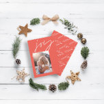 modern minimal script calligraphy red joy holiday<br><div class="desc">modern minimal script calligraphy joy 1 phot0 red holiday card.</div>