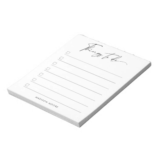 Modern Minimal Script Calligraphy To do list Notepad | Zazzle