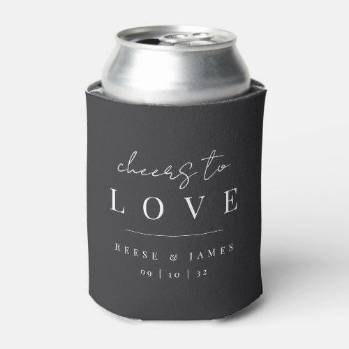 Modern Minimal Script Cheers to Love Wedding Favor Can Cooler