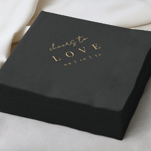 Modern Minimal Script Cheers to Love Wedding Foil Napkins