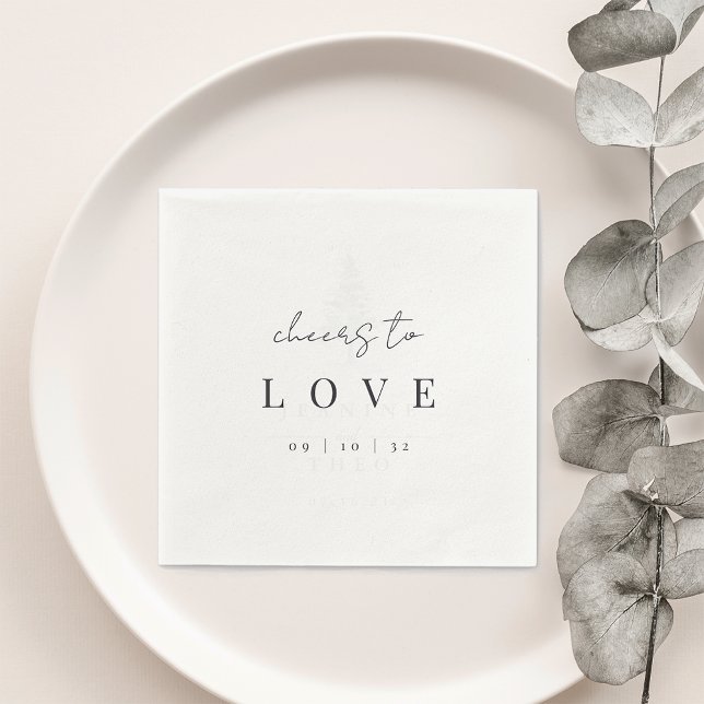 Modern Minimal Script Cheers to Love Wedding Napkins (Creator Uploaded)