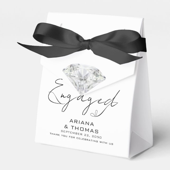 Modern Minimal Script Engagement Party Favor Boxes (Front Side)
