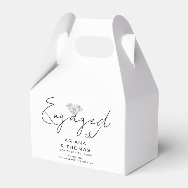 Modern Minimal Script Engagement Party Favor Boxes (Front Side)