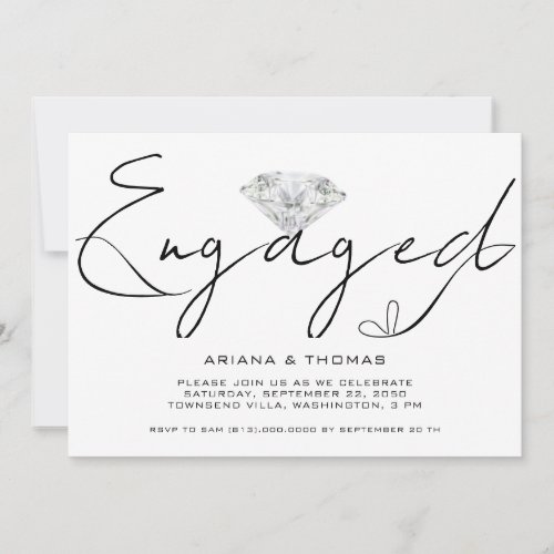 Modern Minimal Script Engagement Party Invitation