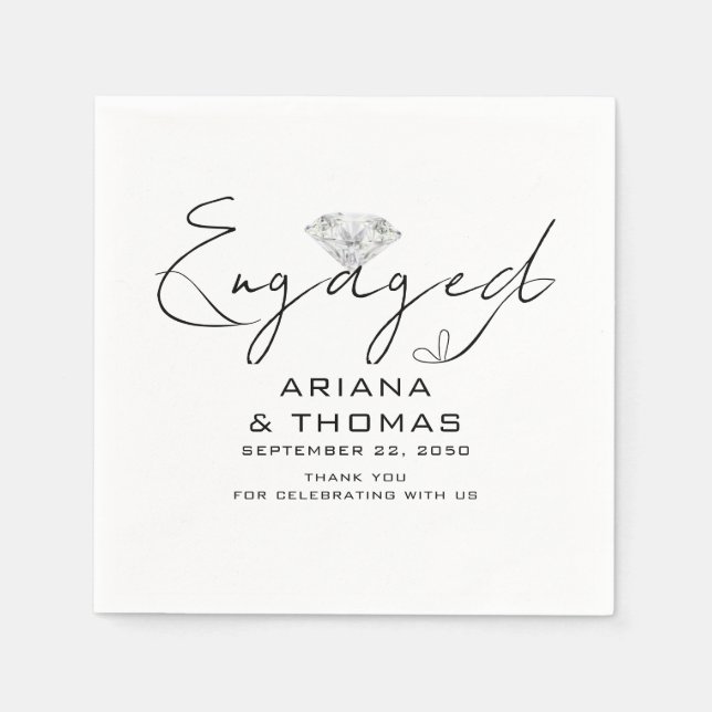Modern Minimal Script Engagement Party Napkins (Front)