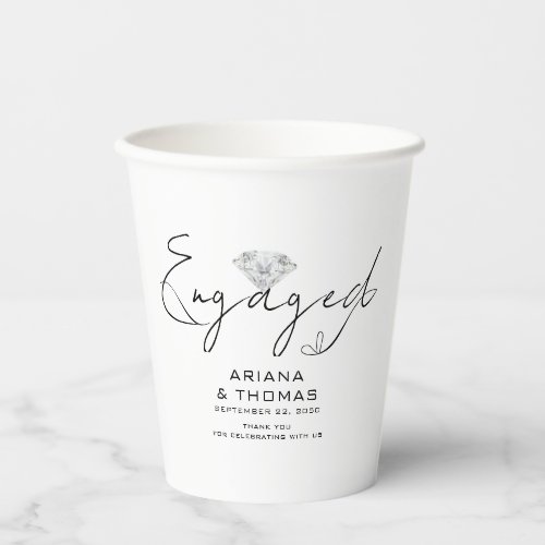 Modern Minimal Script Engagement Party Paper Cups