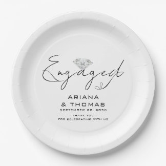 Modern Minimal Script Engagement Party Paper Plates