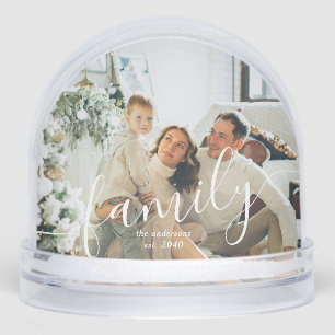 Modern Minimal Script Family 2 Photo Snow Globe