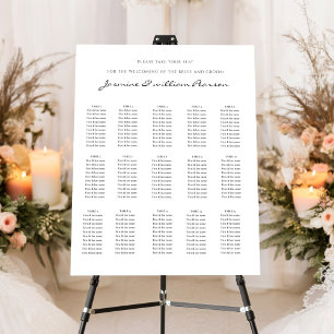Modern minimal script fifteen table seating chart  foam board