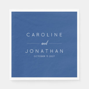 Modern Minimal Script French Blue Custom Wedding Napkins