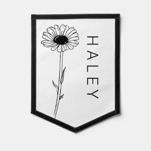 Modern Minimal Script Girls Room Monogram Name Pennant