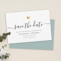 Modern Minimal Script Gold Vow Renewal Dusty Green