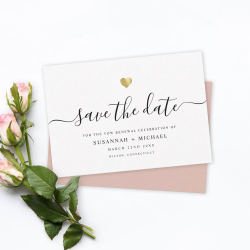 Modern Minimal Script Gold Vow Renewal Dusty Green Save The Date