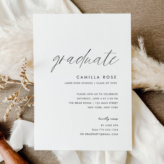 Modern Minimal Script Graduate Party Invitation (Modern Minimal Script Graduate Party Invitation)