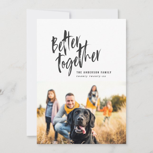 Modern minimal script holiday photo card (Front)