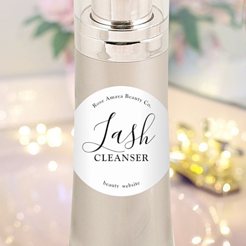 Modern Minimal Script Lash Cleanser Classic Round Sticker