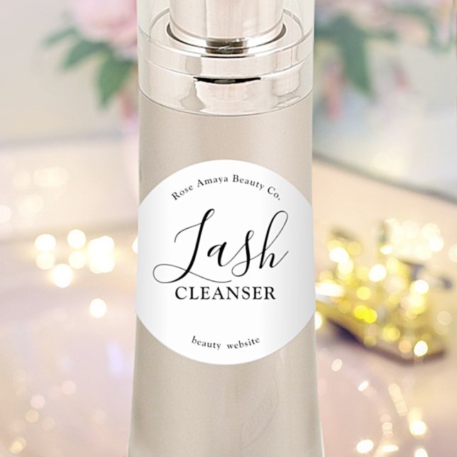 Modern Minimal Script Lash Cleanser Classic Round Sticker (Creator Uploaded)