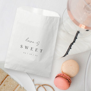 Modern Minimal Script Love is Sweet Wedding Favor Bag