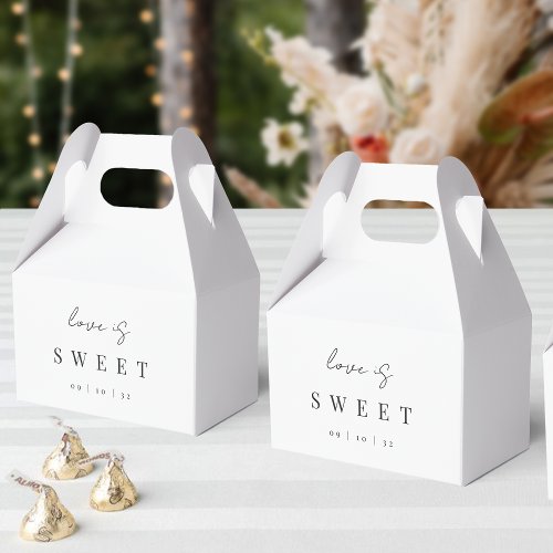 Modern Minimal Script Love is Sweet Wedding Favor Boxes