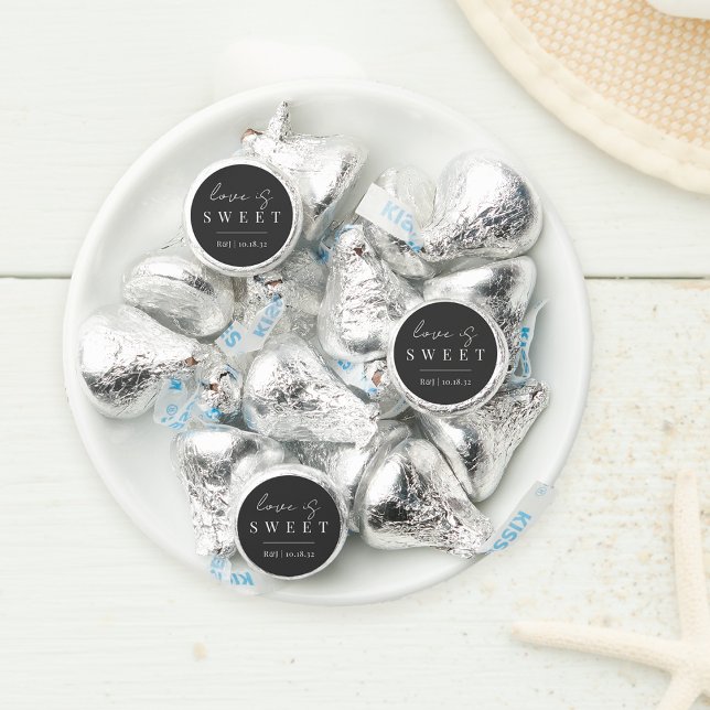 Modern Minimal Script "Love is Sweet" Wedding Hershey®'s Kisses® (Creator Uploaded)