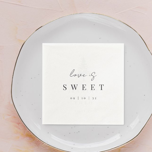 Modern Minimal Script Love is Sweet Wedding Napkins (Creator Uploaded)