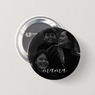 Modern Minimal Script Mama Photo Mother's Day Button