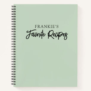 Modern Minimal Script Mint Green Cooking Recipe Notebook