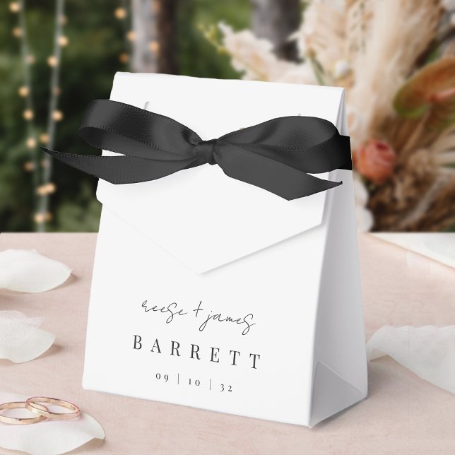 Modern Minimal Script Personalized Wedding Favor Boxes (Creator Uploaded)
