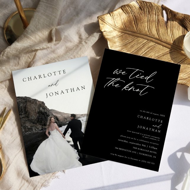 Modern Minimal Script Photo Elopement Wedding Invitation (Creator Uploaded)