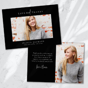 Modern Minimal Script Photo Graduation Thank You Card
