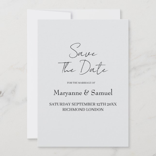 Modern Minimal Script Photo Save the Date Card (Front)